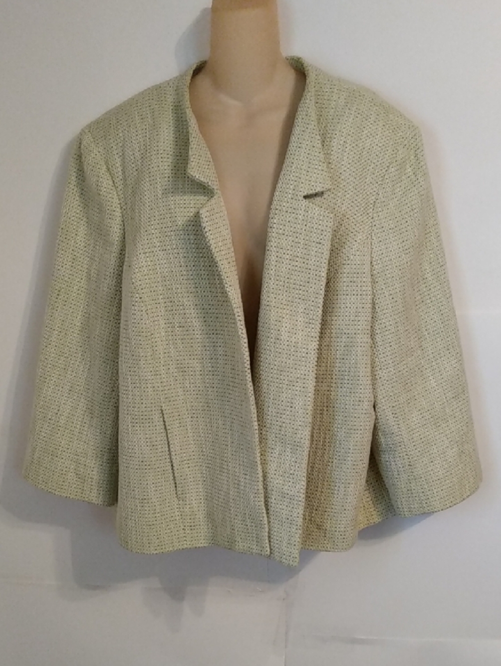 Light Lime Green Tweed Blazer Plus Maximalists Mobwife Lux Feel Lined